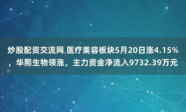 炒股配资交流网 医疗美容板块5月20日涨4.15%，华熙生物领涨，主力资金净流入9732.39万元
