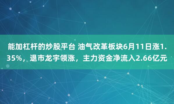 能加杠杆的炒股平台 油气改革板块6月11日涨1.35%，退市龙宇领涨，主力资金净流入2.66亿元